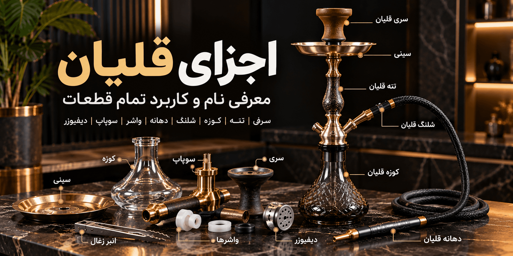 اجزای قلیان چیست؟ معرفی نام و کاربرد تمام قطعات کپی عنوان